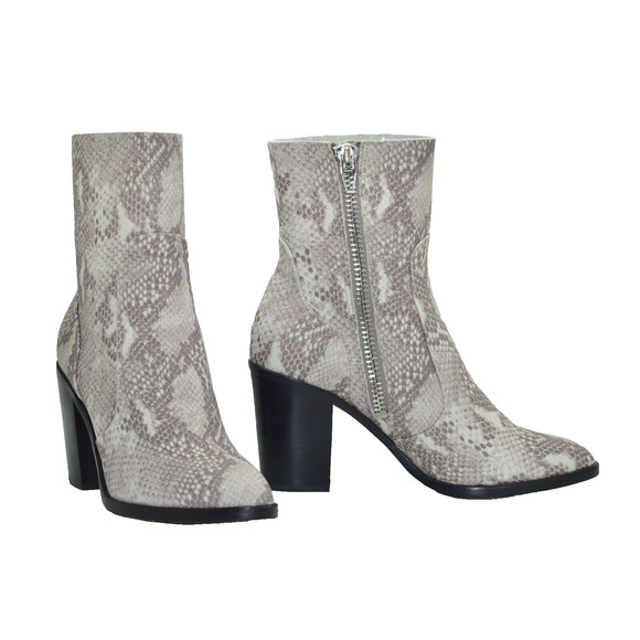 B5 NEW DOLCE VITA Samie Snake Print Leather Ankle-High Block Heel Bootie Sz 9.5 - Picture 1 of 8